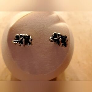 Silver Elephant Stud Earrings
